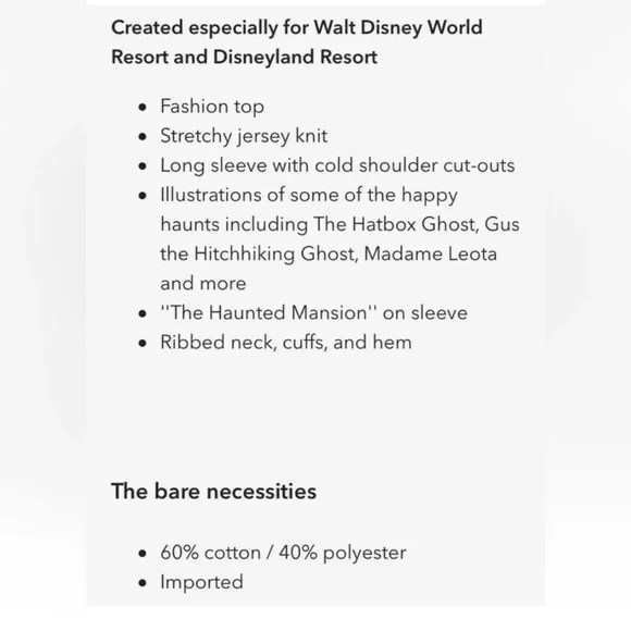 Disney Parks Haunted Mansion Long Sleeve Shirt 👻 | Unisex | Gray | Size M - Picture 12 of 12